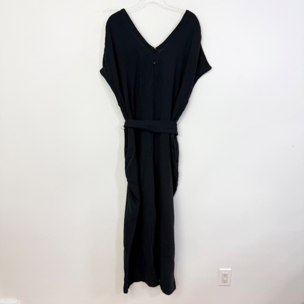 Pact Coastal Double Gauze Jumpsuit Black Organic Cotton Size L - Picture 5 of 7